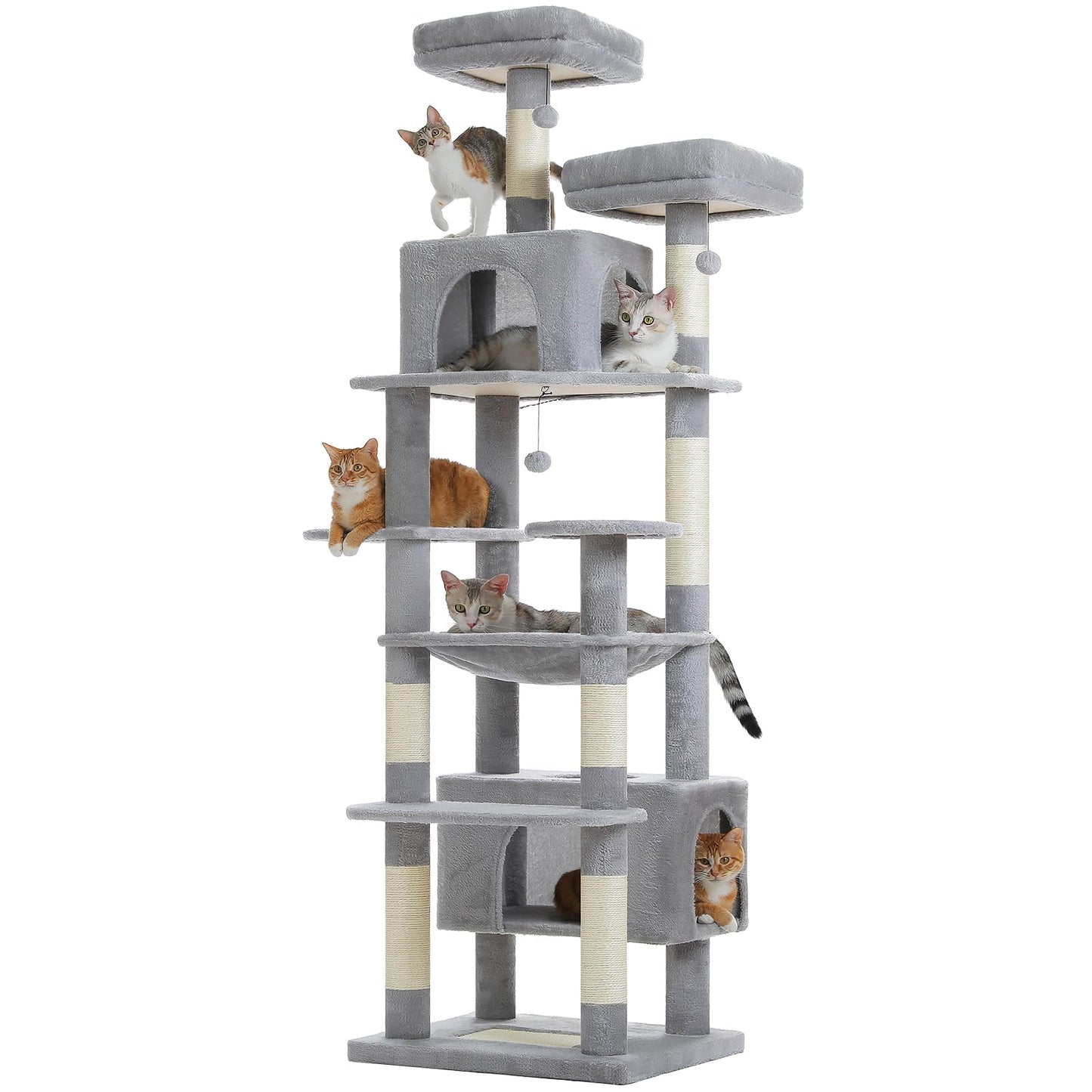 PAWZ Road Cat Tree for Large Cats, 184cm Tall Cat Tower with Large Condo