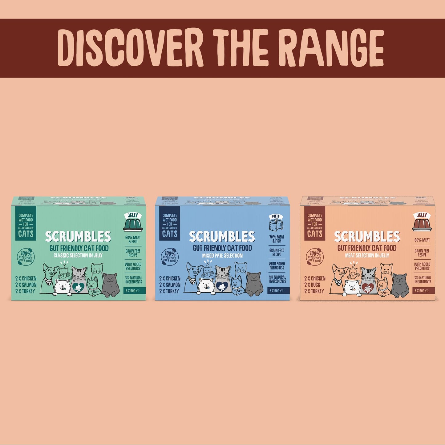 Scrumbles Wet Cat Jelly Meat Selection 6 x 80g