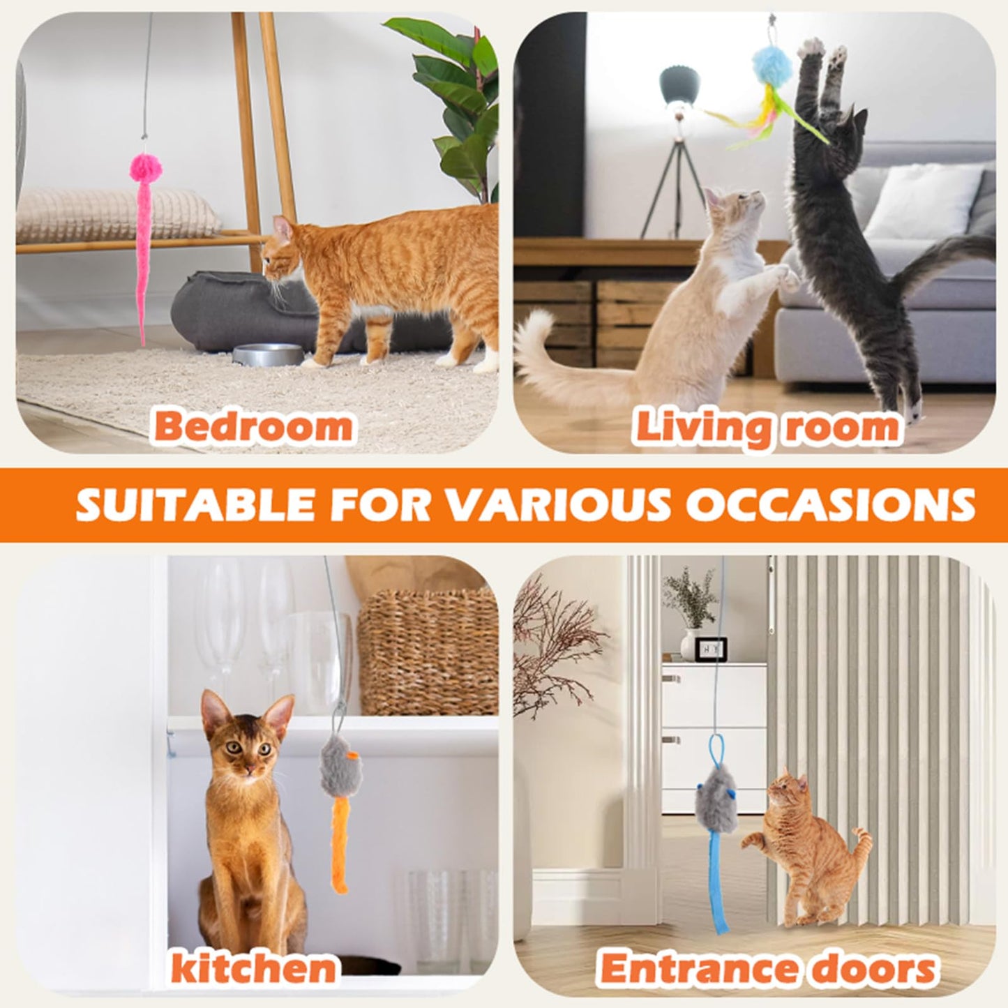 Interactive Cat Toy, Electric Cat Teaser, Door Clip, 2 Motion Modes,grey