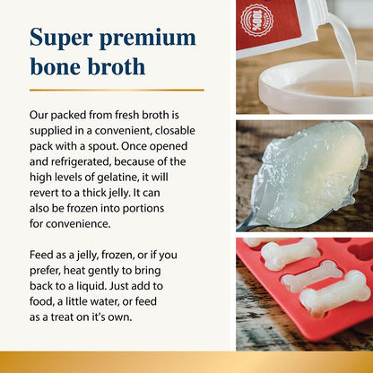 Chicken Bone Broth for Dogs & Cats - Free Range | 100% Real & Natural Liquid Bone Broth for Pets | High in Collagen & Protein for Healthy Joints, Gut, Digestion, Skin & Sickness Recovery