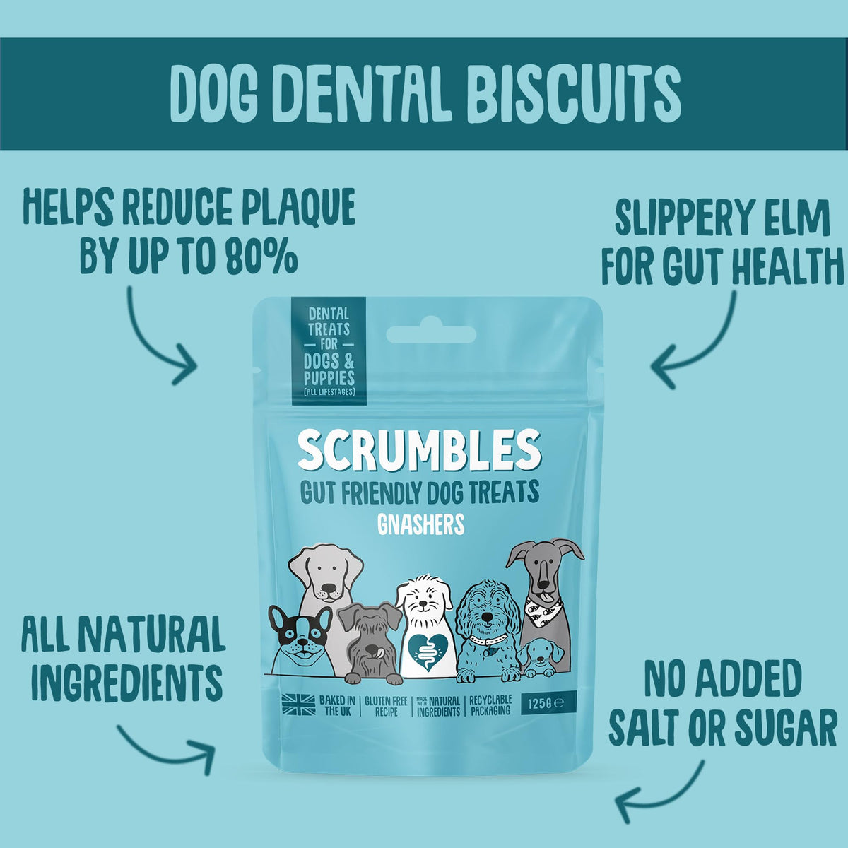 Scrumbles • Dog Treats • Hypoallergenic • Calming • All Lifestages • Turkey • 100g Bag • Gut Friendly Prebiotics • No Added Sugar