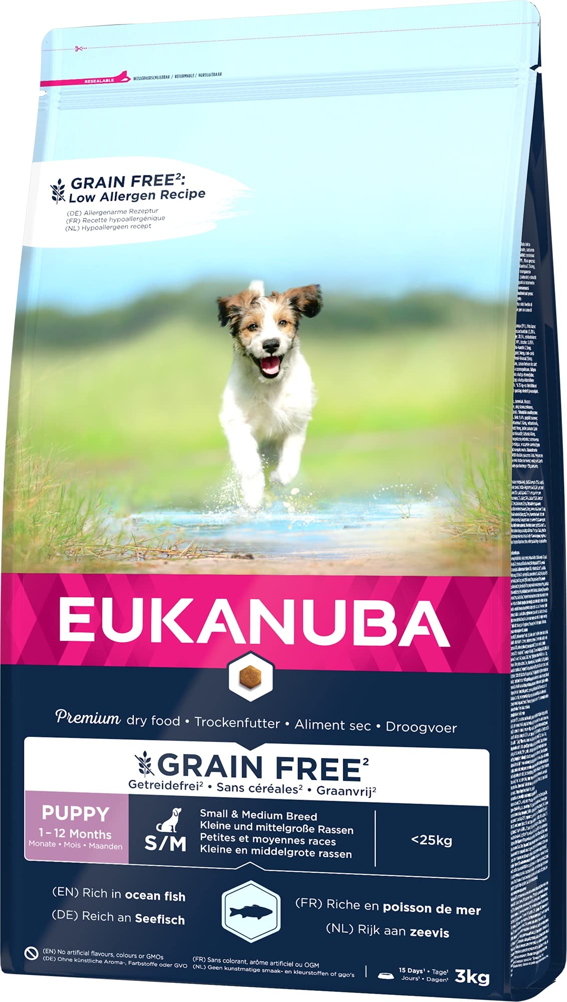 Eukanuba Grain Free Complete Dry Dog Food for Puppy Small and Medium Breeds
