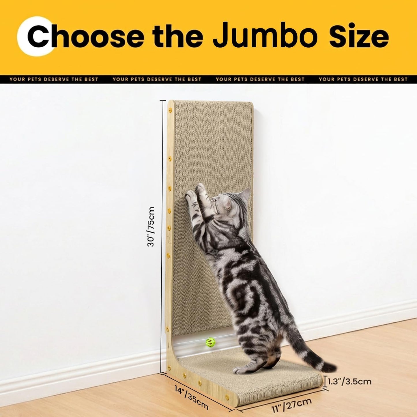 Conlun Cardboard Cat Scratcher,58 cm L Shape Scratch Pad