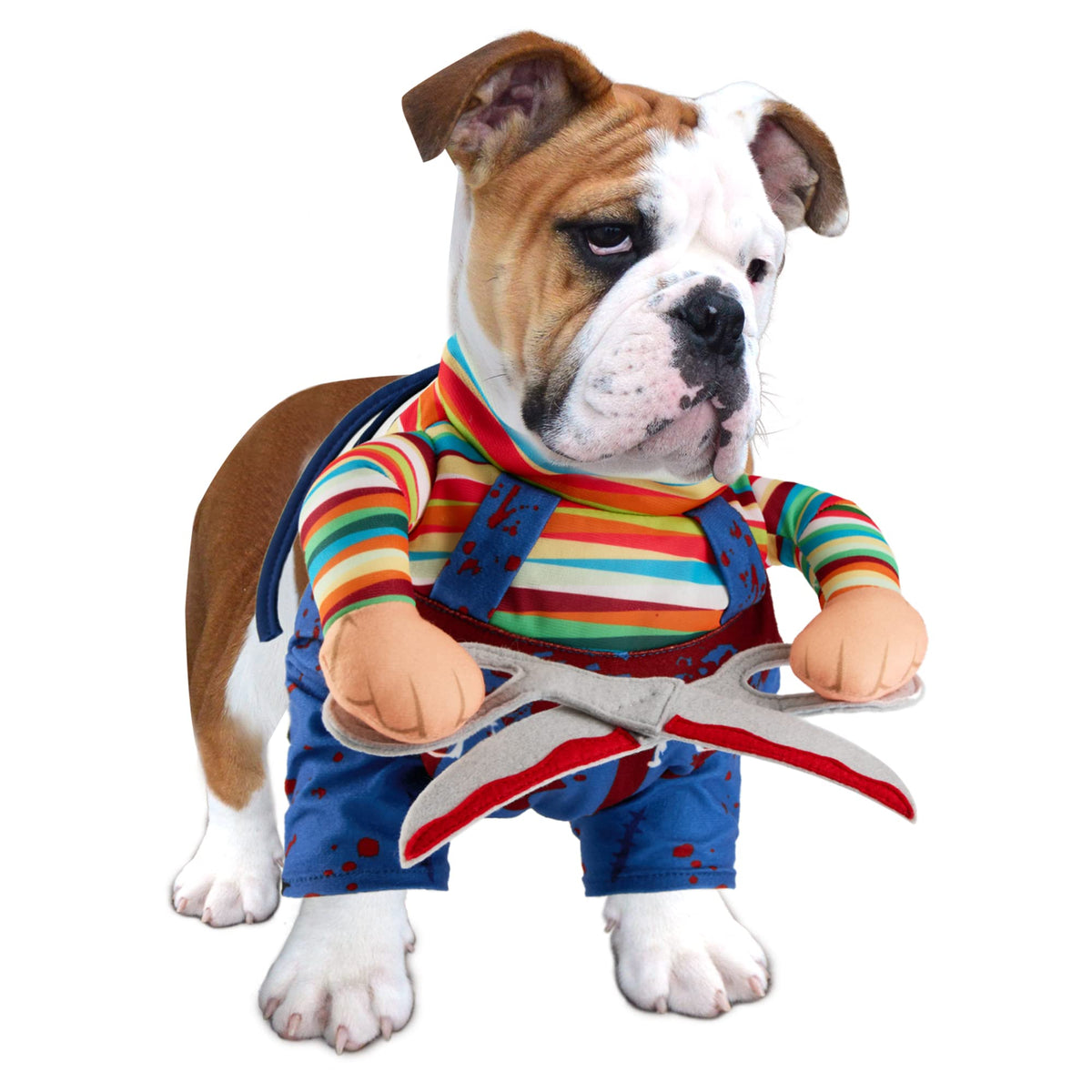 DELIFUR Dog Chucky Costume Pet Halloween Clothes Cat Cosplay Party Suit Funny Dog Costume Small to Large Dogs(S)