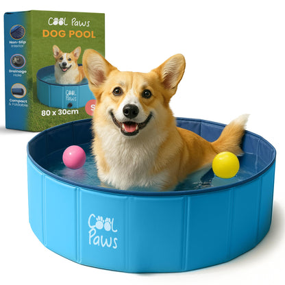 Foldable Paddling Pool for Dogs & Kids Blue