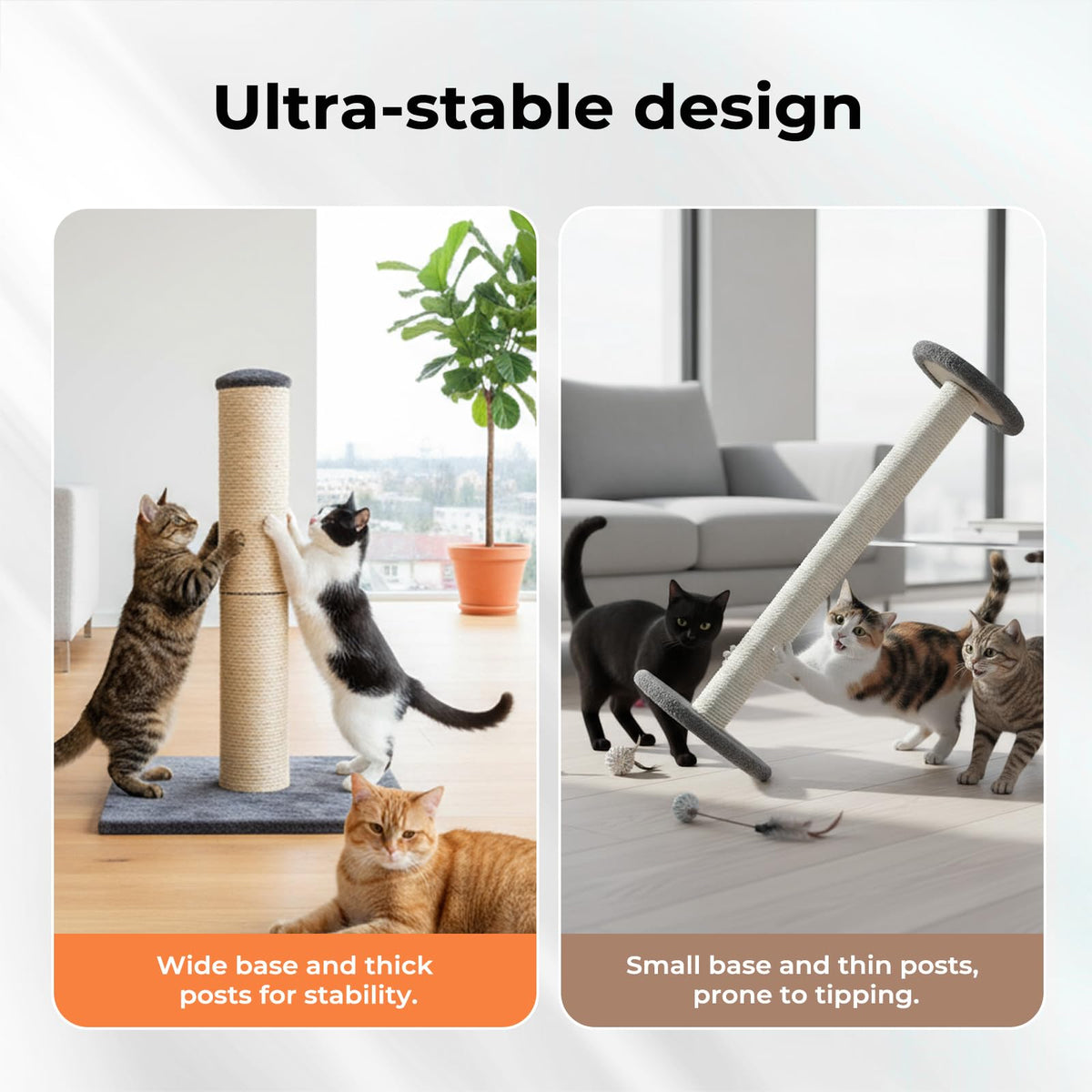 skylos 71cm Cat Scratching Post with Plush Resting Platform Natural Sisal,Anti-Tip,Easy Assembly,Grey