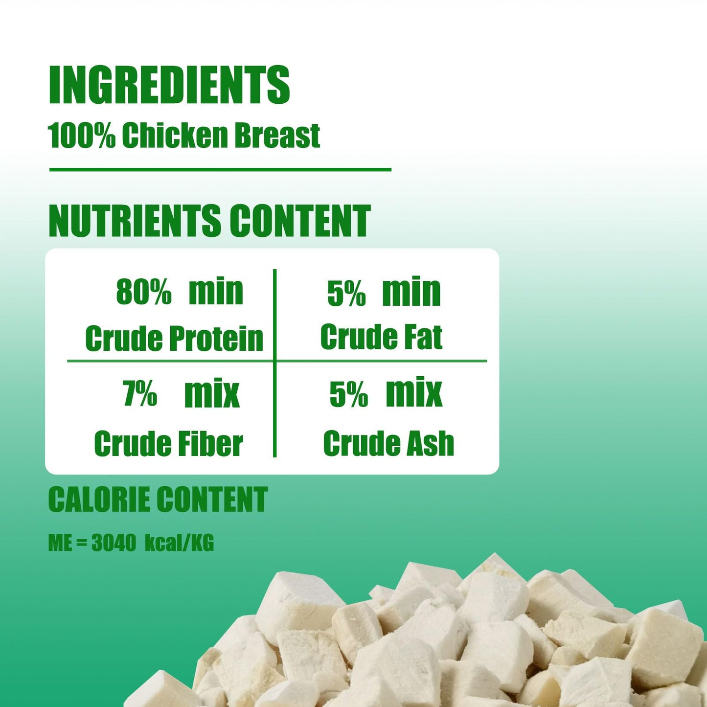 Freeze Dried Chicken Breast Cat Treats and Food 100g 100% Chicken Natural Grain Free Allergen-Free & Hypoallergenic Easy Digestion Nibbles Nutritious Cat, Kitten and Dog Snacks(Small-Sized Cube 10mm)