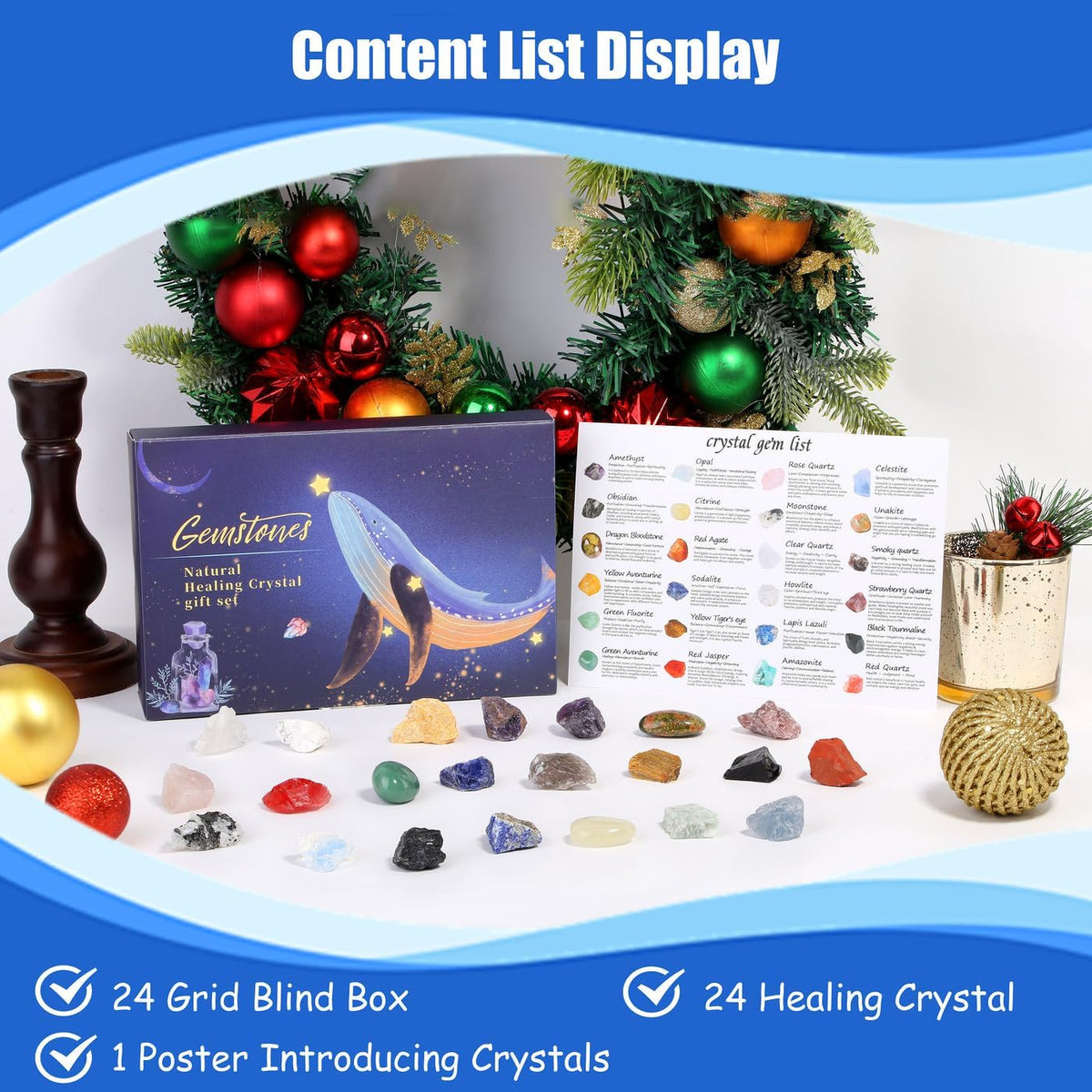 Crystal Advent Calendar 2026 Christmas 24 Gemstones Countdown Calendar 2026