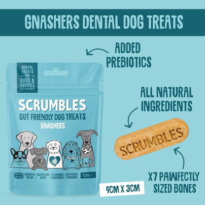 Scrumbles • Dog Treats • Hypoallergenic • Calming • All Lifestages • Turkey • 100g Bag • Gut Friendly Prebiotics • No Added Sugar