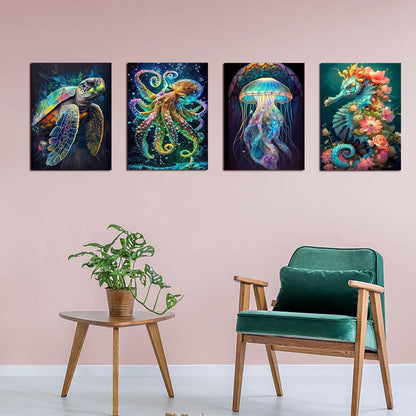 5D Diamond Painting Kits for Adults 4 PCS Turtle Wall Art