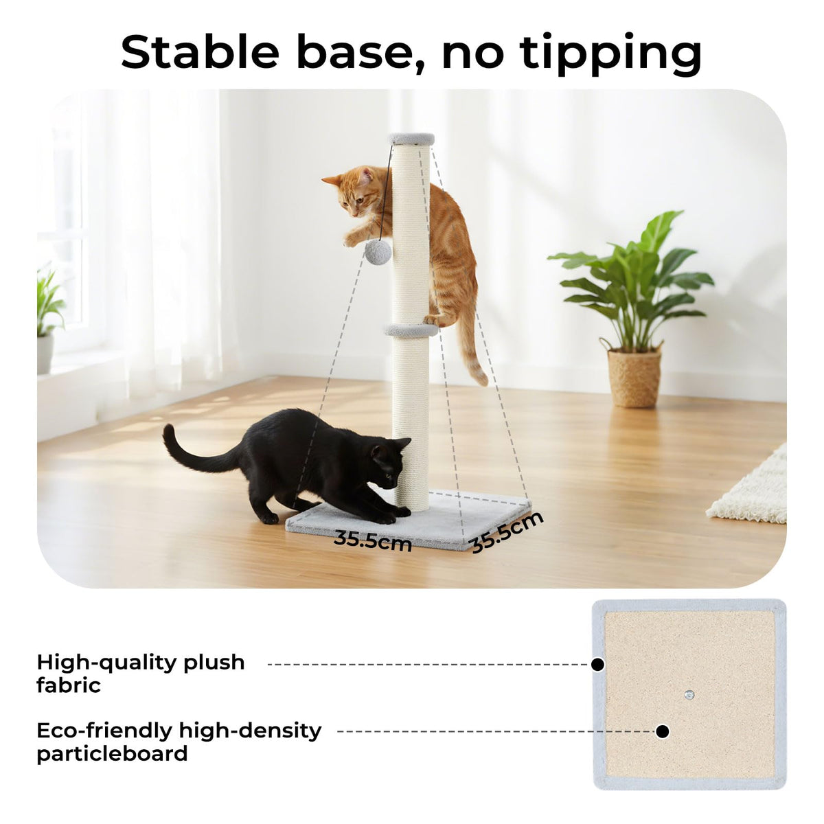skylos 71cm Cat Scratching Post with Plush Resting Platform Natural Sisal,Anti-Tip,Easy Assembly,Grey