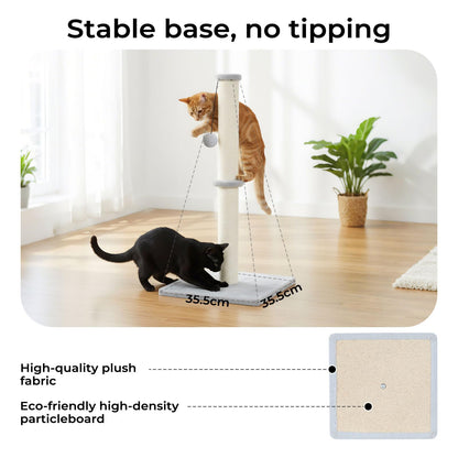 skylos 71cm Cat Scratching Post with Plush Resting Platform Natural Sisal,Anti-Tip,Easy Assembly,Grey