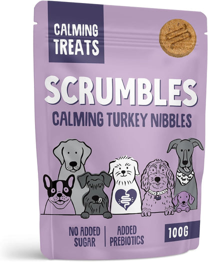 Scrumbles • Dog Treats • Hypoallergenic • Calming • All Lifestages • Turkey • 100g Bag • Gut Friendly Prebiotics • No Added Sugar