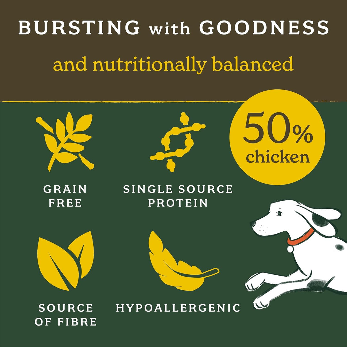Forthglade Dry Dog Food, Lightly Baked, (6kg), Hypoallergenic and Grain Free Dog Food, Adult 1 Year +, Chicken With Sweet Potato, Complete and Balanced Meal, 50% Single Source Protein