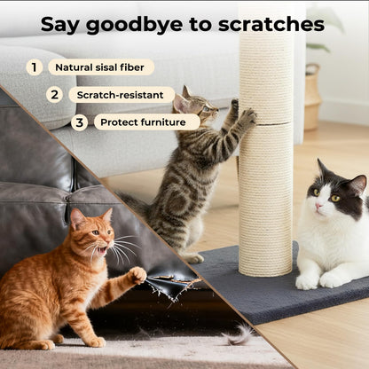 skylos 71cm Cat Scratching Post with Plush Resting Platform Natural Sisal,Anti-Tip,Easy Assembly,Grey