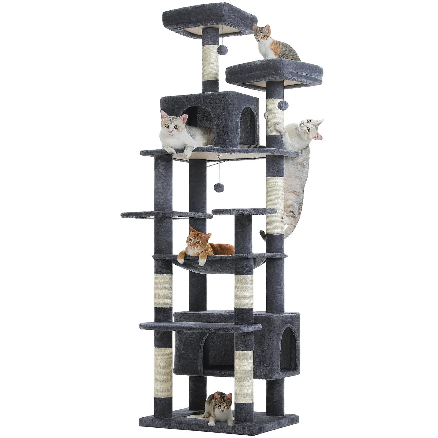 PAWZ Road Cat Tree for Large Cats, 184cm Tall Cat Tower with Large Condo