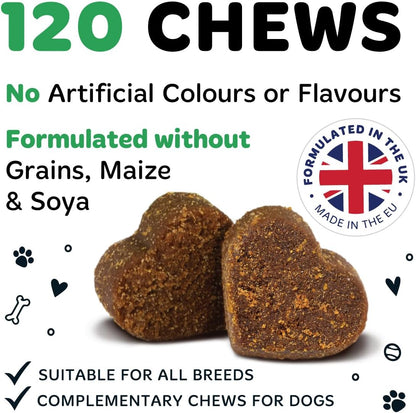 BUGALUGS Calming Treats for Dogs - Helps Stress, Fear, Barking, Reactivity, Aggression, Travel – 120 chews