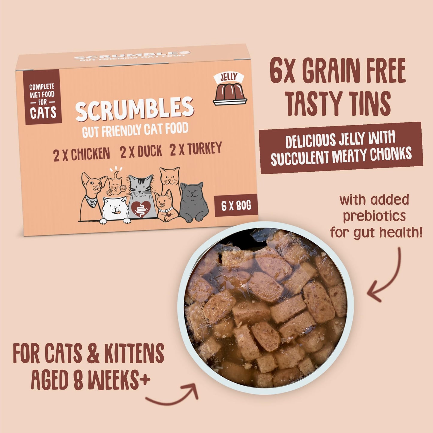Scrumbles Wet Cat Jelly Meat Selection 6 x 80g