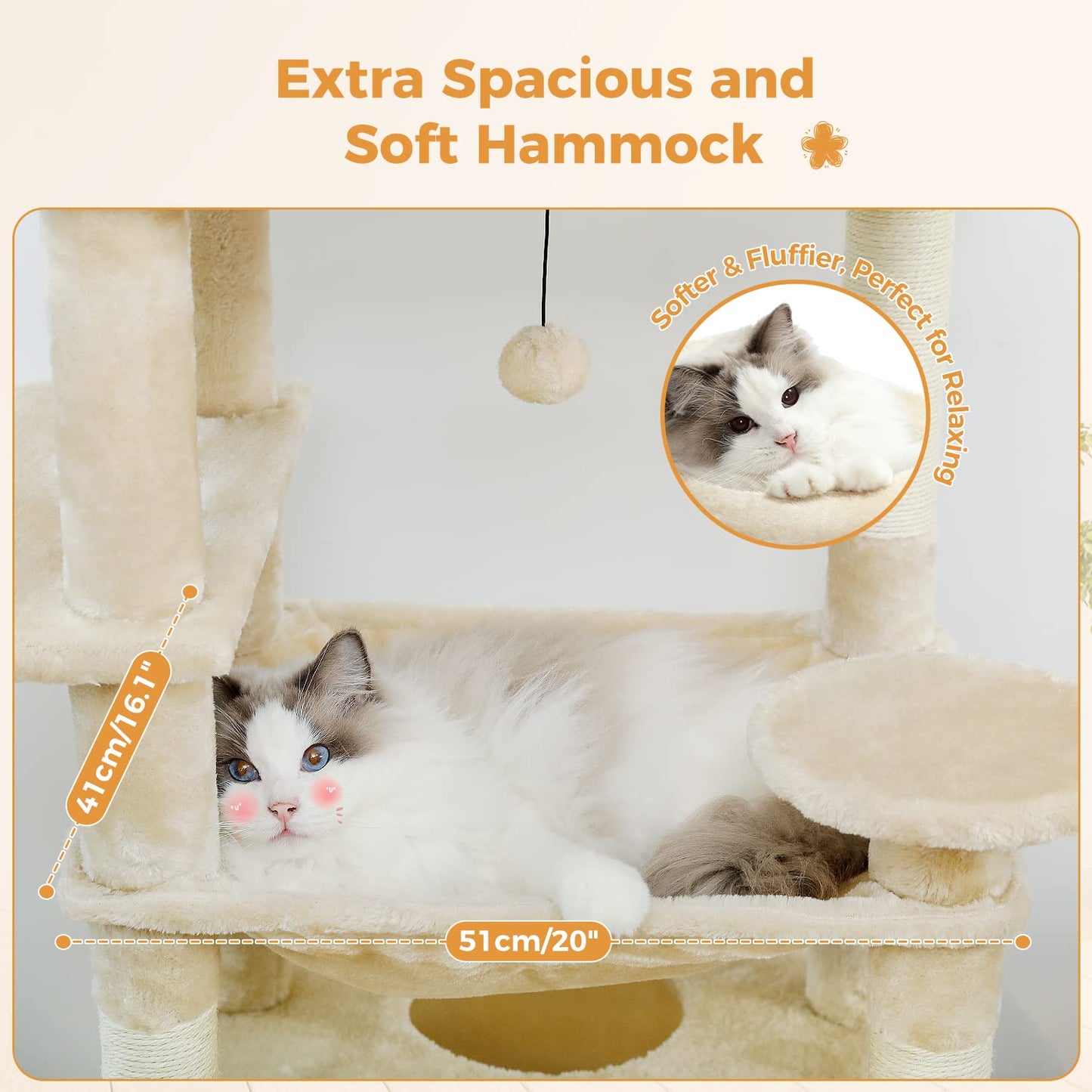 PAWZ Road Cat Tree for Large Cats, 184cm Tall Cat Tower with Large Condo