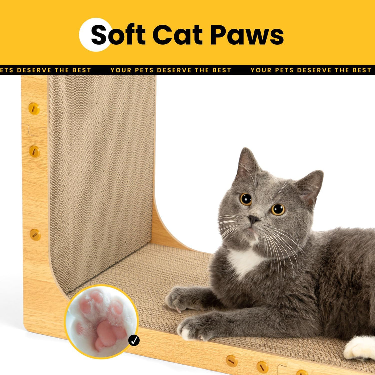 Conlun Cardboard Cat Scratcher,58 cm L Shape Scratch Pad