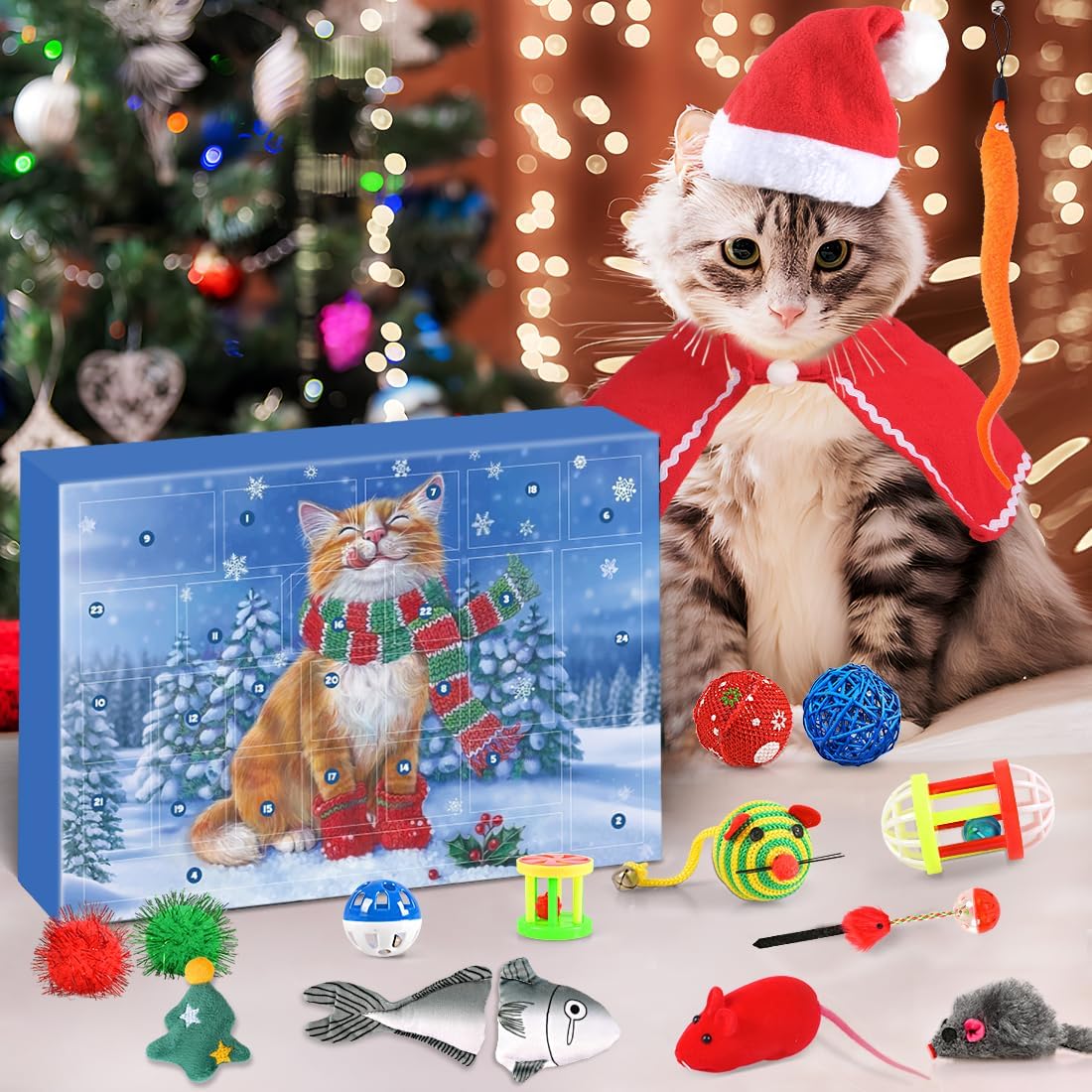 iZoeL Cat Advent Calendar 2026 Christmas Interactive Toys Indoor Cat Lover