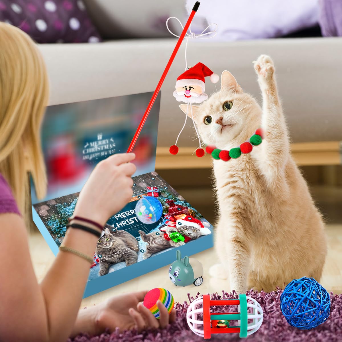iZoeL Cat Advent Calendar 2026 Christmas Interactive Toys Indoor Cat Lover