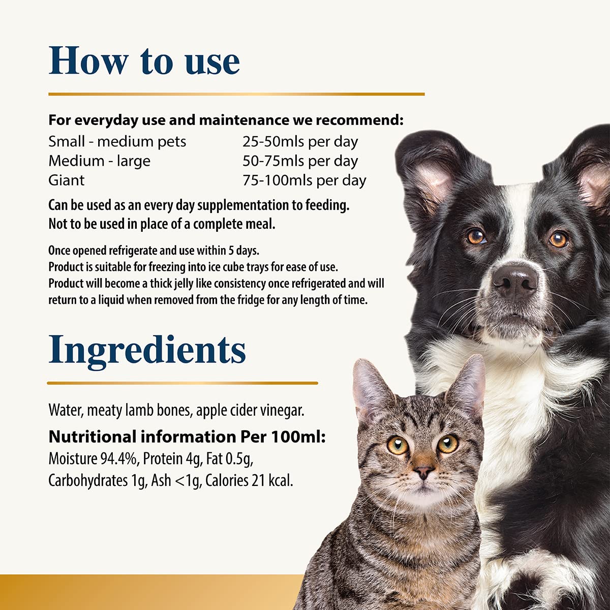 Chicken Bone Broth for Dogs & Cats - Free Range | 100% Real & Natural Liquid Bone Broth for Pets | High in Collagen & Protein for Healthy Joints, Gut, Digestion, Skin & Sickness Recovery