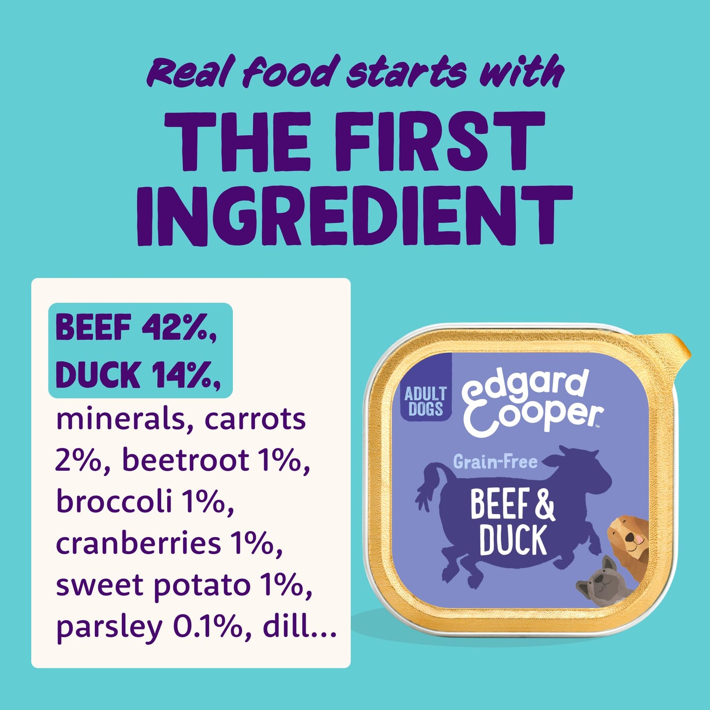 Edgard Cooper Grain-Free Wet Dog Food for Adult Dogs, (11 x 150g), Natural Dogs Food in Cup with Fresh Meat & Amino Acids, Gluten-Free, High Protein