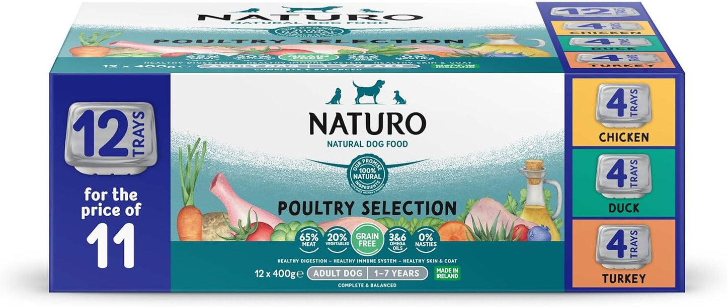 Naturo Adult Dog Tray GRAIN-FREE Variety 400g 12pk
