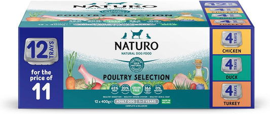 Naturo Adult Dog Tray GRAIN-FREE Variety 400g 12pk