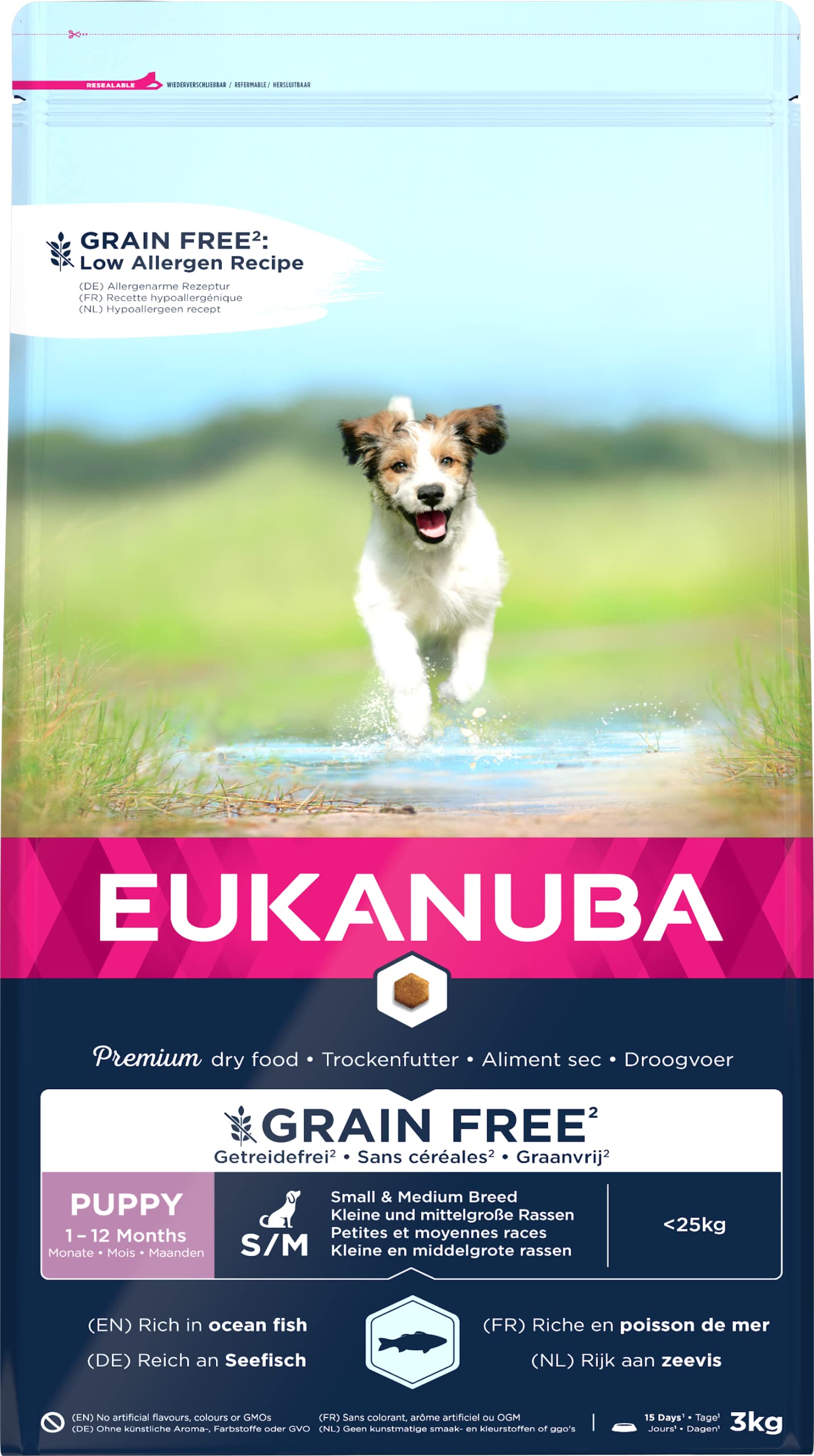 Eukanuba Grain Free Complete Dry Dog Food for Puppy Small and Medium Breeds