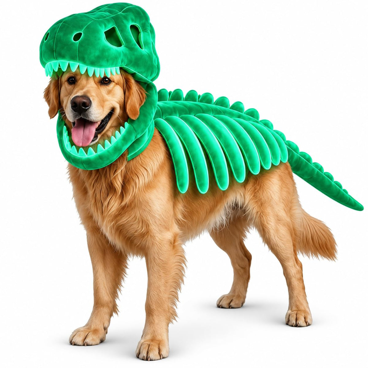 Dog Dinosaur Skeleton Halloween Costume, Plush Dino Pet Costume for Small, Medium, and Large Dogs, Funny Dog Cosplay Outfit for Halloween Party Decorations，Black：90cm