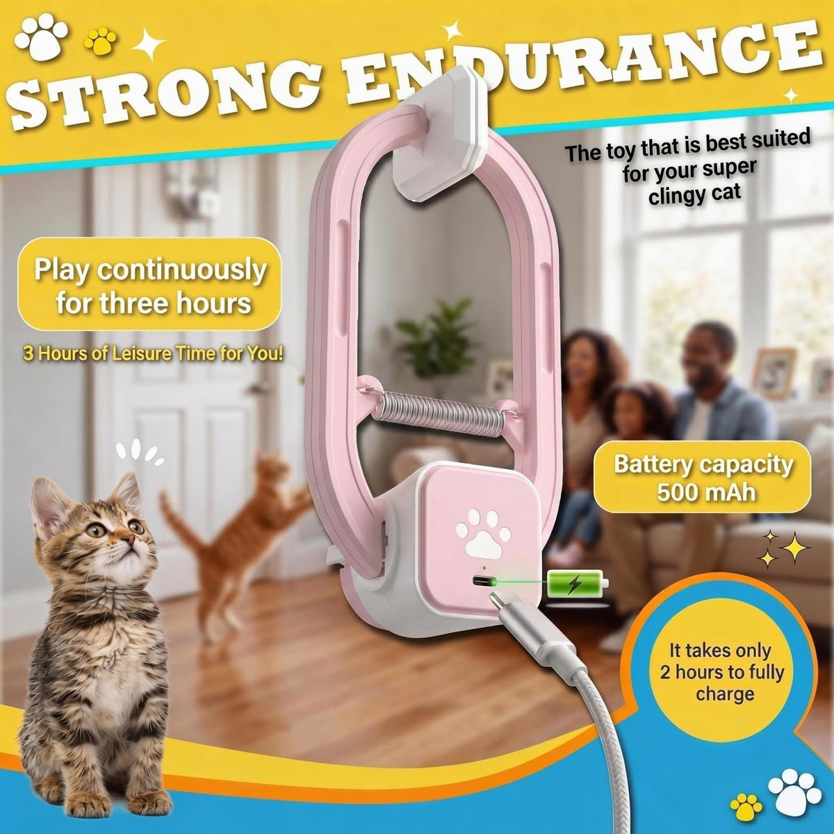 Interactive Cat Toy, Electric Cat Teaser, Door Clip, 2 Motion Modes,grey