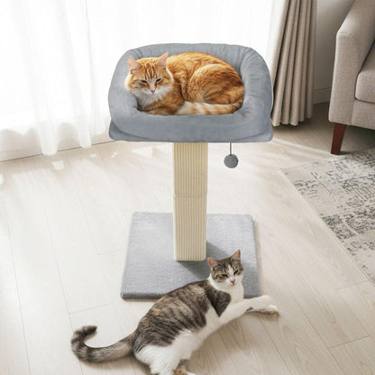 skylos 71cm Cat Scratching Post with Plush Resting Platform Natural Sisal,Anti-Tip,Easy Assembly,Grey