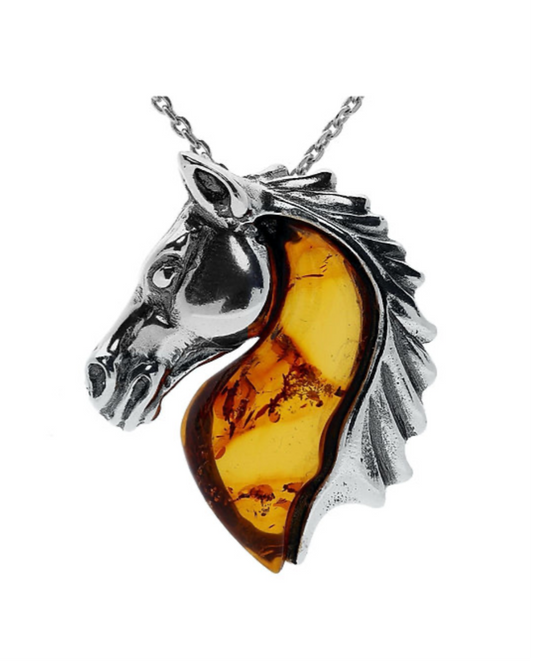 Designer Amber Horse Sterling Silver Pendant. FREE DELIVERY - Sayby’s Sanctuary 