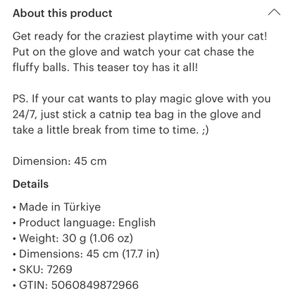 Mymeow Magic GLove, Cat teaser toy - Sayby’s Sanctuary 
