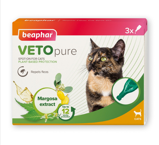 Beaphar Cat VETOpure Spot On Repels Fleas 12 Week 3 pipettes