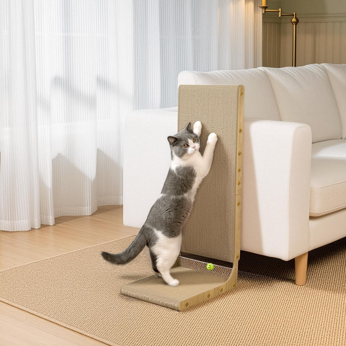 Conlun Cardboard Cat Scratcher,58 cm L Shape Scratch Pad
