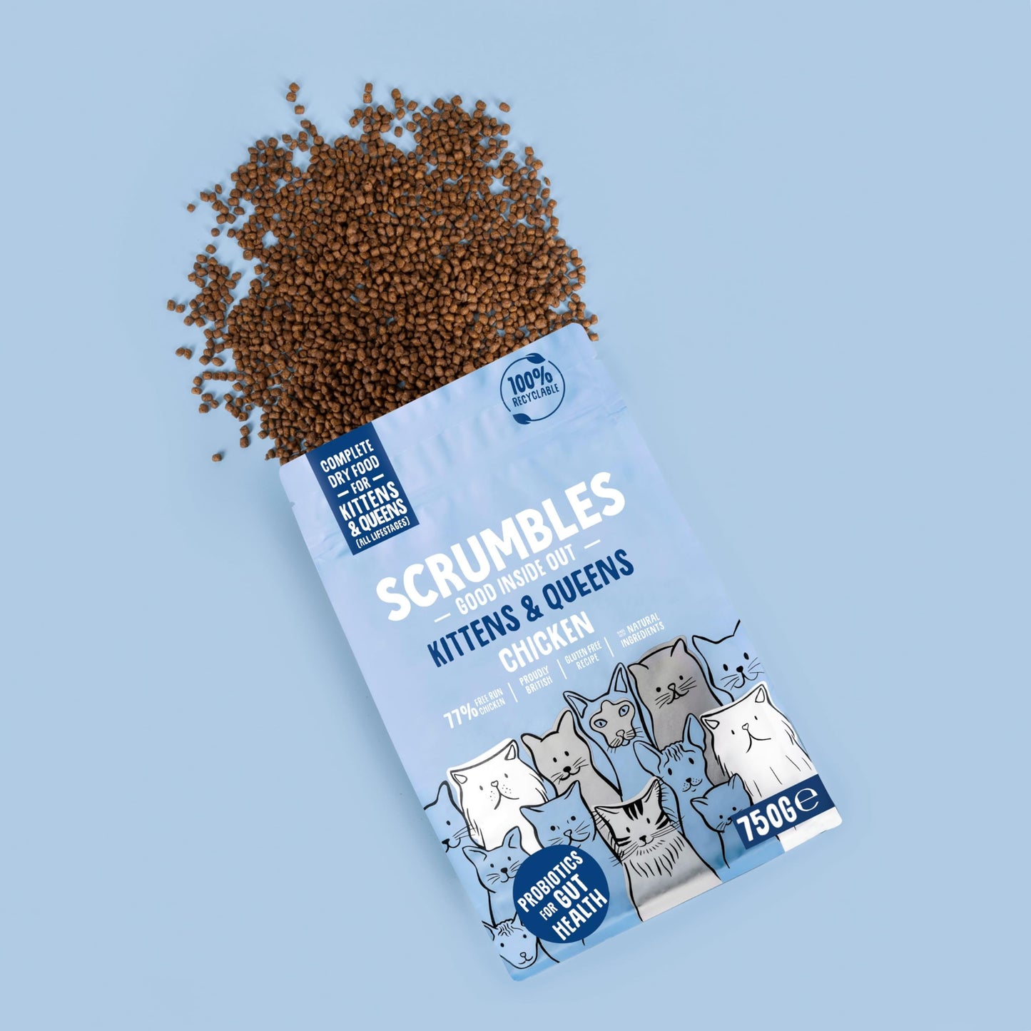 Scrumbles All Natural Dry Cat Food With 75% Chicken and Fresh Salmon, High Protein Food for Adults And Seniors