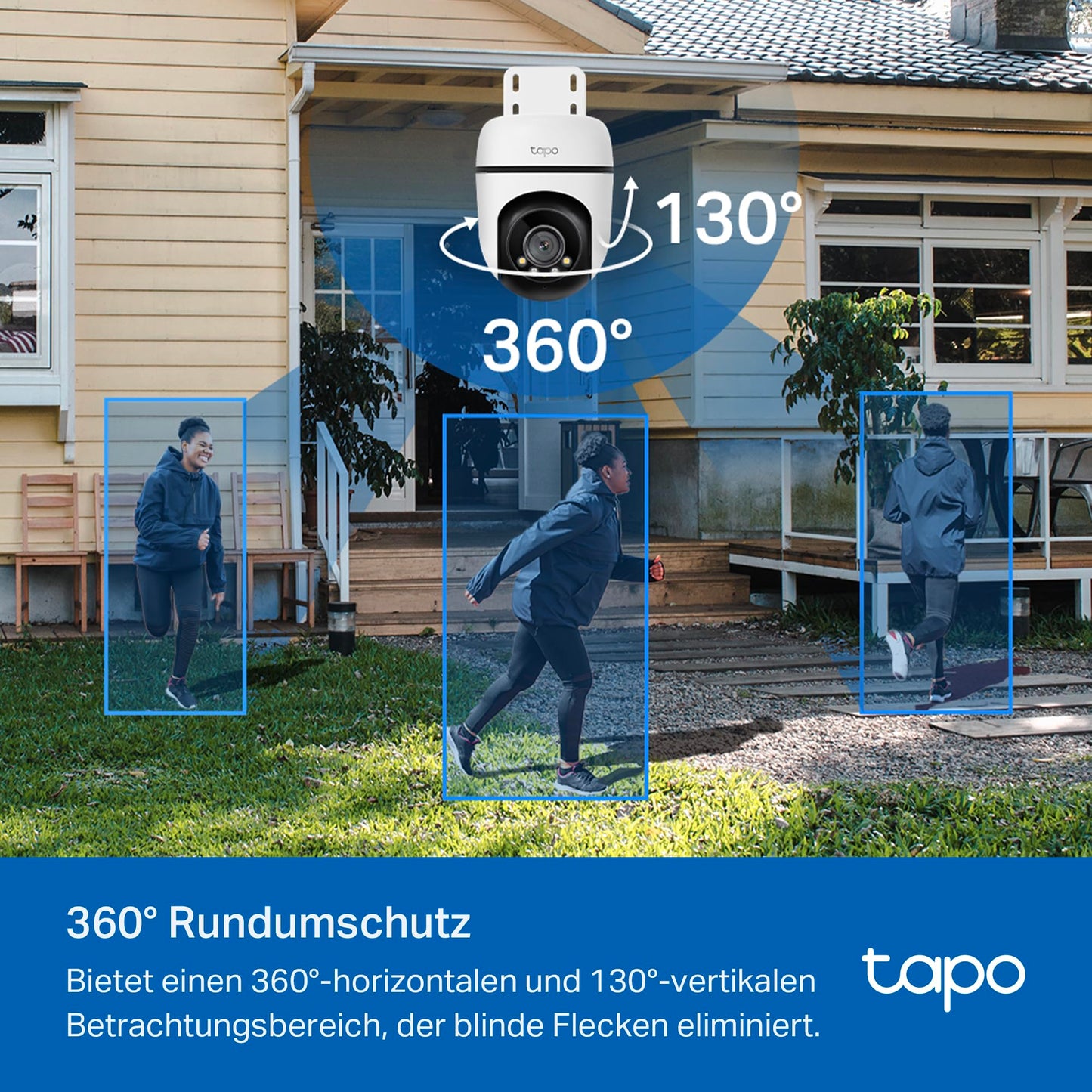 Tapo TC40 Pan/Tilt Smart Security Outdoor Camera, Full HD, 360° Smart Person Detection Motion Tracking, Color Night Vision, WiFi Camera No Monthly Fee, Two-Way Talk, IP65, Works with Alexa & Google