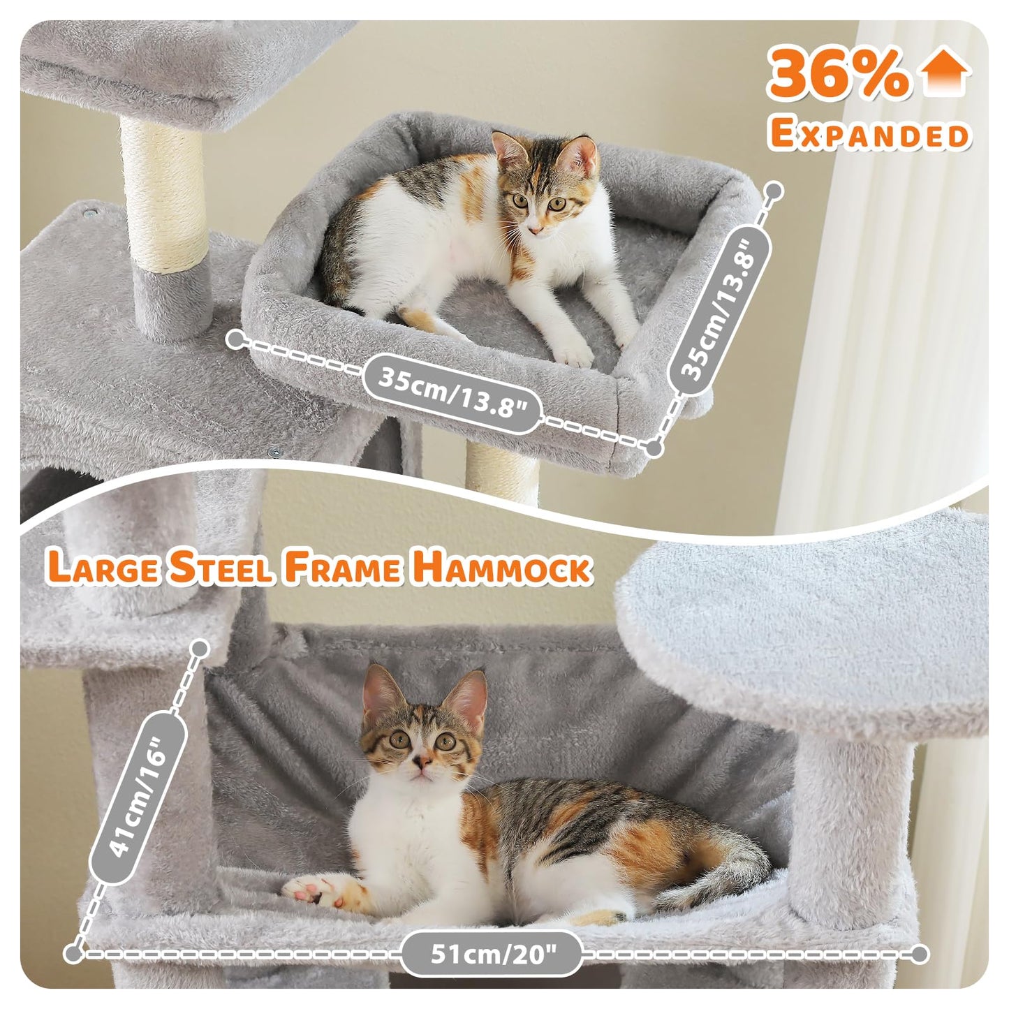PAWZ Road Cat Tree for Large Cats, 184cm Tall Cat Tower with Large Condo