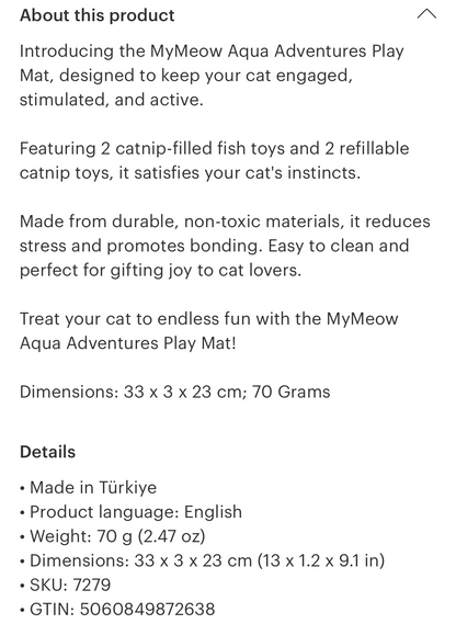 Mymeow Aqua Adventures 5 in 1 Cat toy set - Sayby’s Sanctuary 
