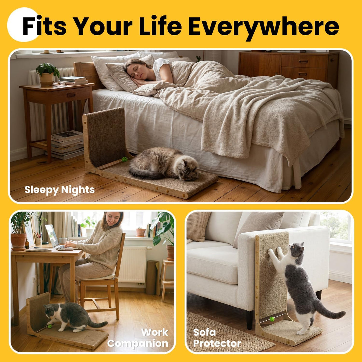 Conlun Cardboard Cat Scratcher,58 cm L Shape Scratch Pad