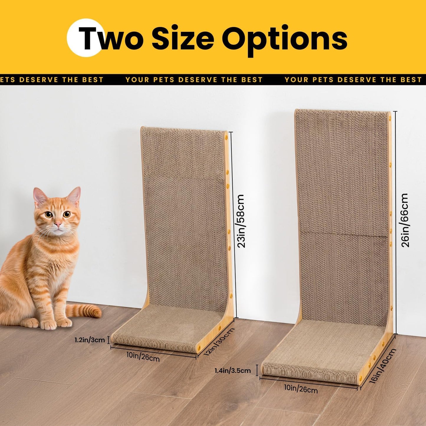 Conlun Cardboard Cat Scratcher,58 cm L Shape Scratch Pad