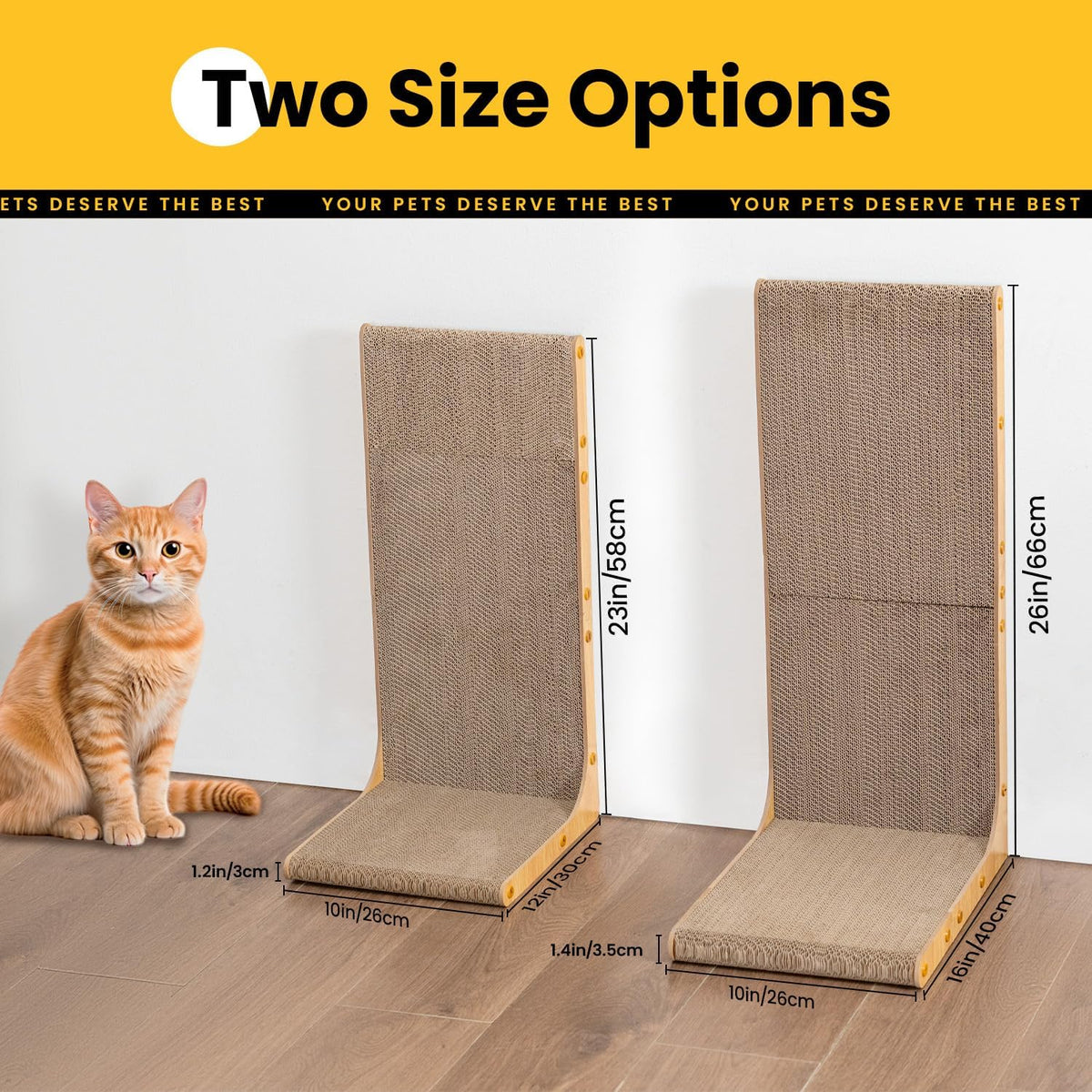 Conlun Cardboard Cat Scratcher,58 cm L Shape Scratch Pad