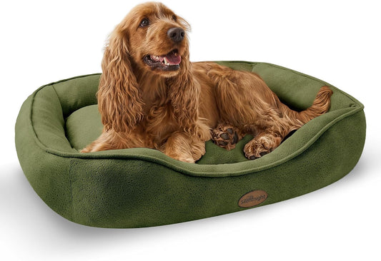 Silentnight Airmax Pet Bed - Comfortable Support for Head & Body - Breathable Prevent Overheating - Reversible Removable Cushion & Non-Slip Base - Easy Clean Machine Washable Dog Bed, Green, Small