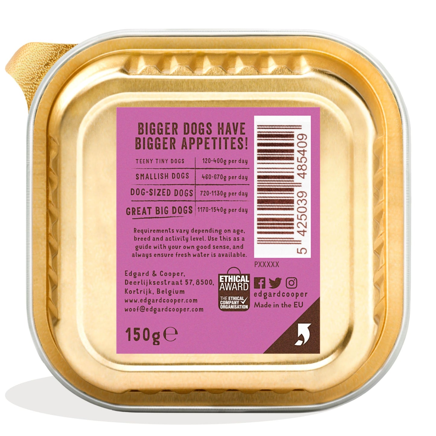 Edgard Cooper Grain-Free Wet Dog Food for Adult Dogs, (11 x 150g), Natural Dogs Food in Cup with Fresh Meat & Amino Acids, Gluten-Free, High Protein