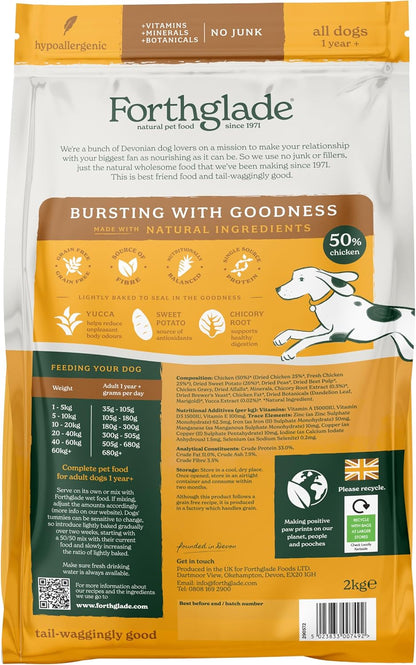 Forthglade Dry Dog Food, Lightly Baked, (6kg), Hypoallergenic and Grain Free Dog Food, Adult 1 Year +, Chicken With Sweet Potato, Complete and Balanced Meal, 50% Single Source Protein