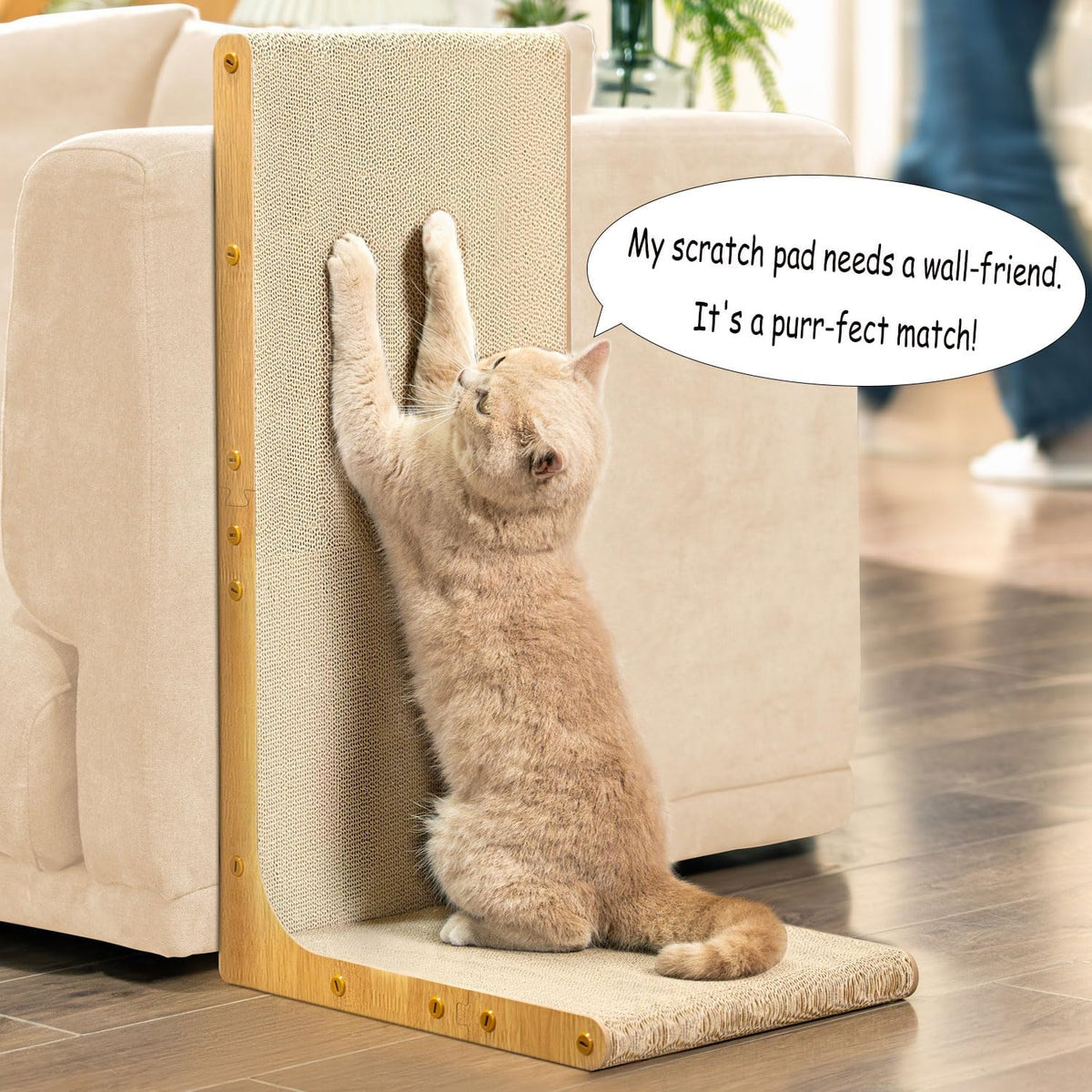 Conlun Cardboard Cat Scratcher,58 cm L Shape Scratch Pad
