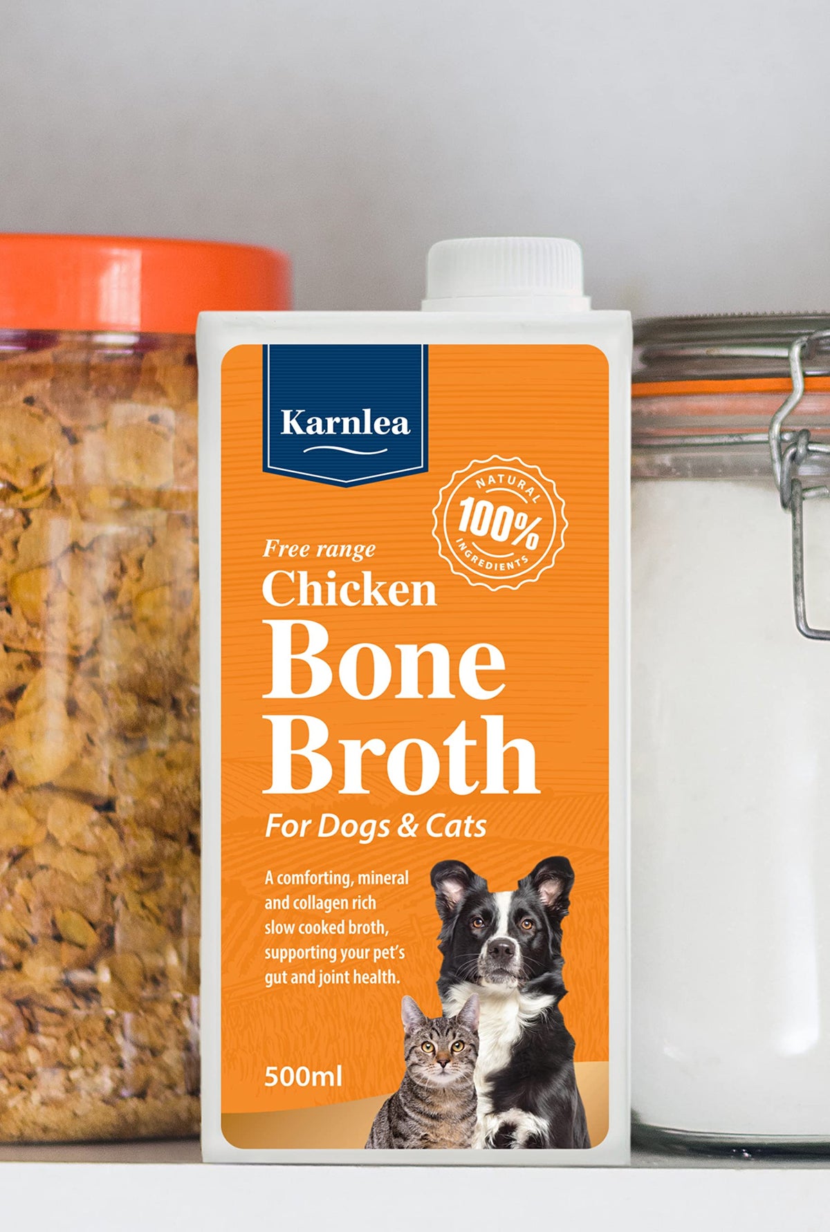 Chicken Bone Broth for Dogs & Cats - Free Range | 100% Real & Natural Liquid Bone Broth for Pets | High in Collagen & Protein for Healthy Joints, Gut, Digestion, Skin & Sickness Recovery